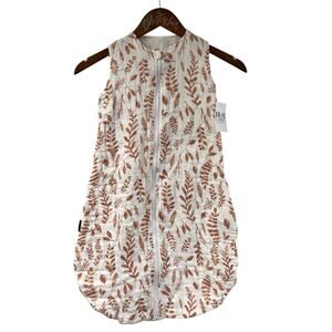 Bebe At Lait Muslin 100% Cotton Printed Baby Sleeper Fray Babes 6-12 Mos Leaves